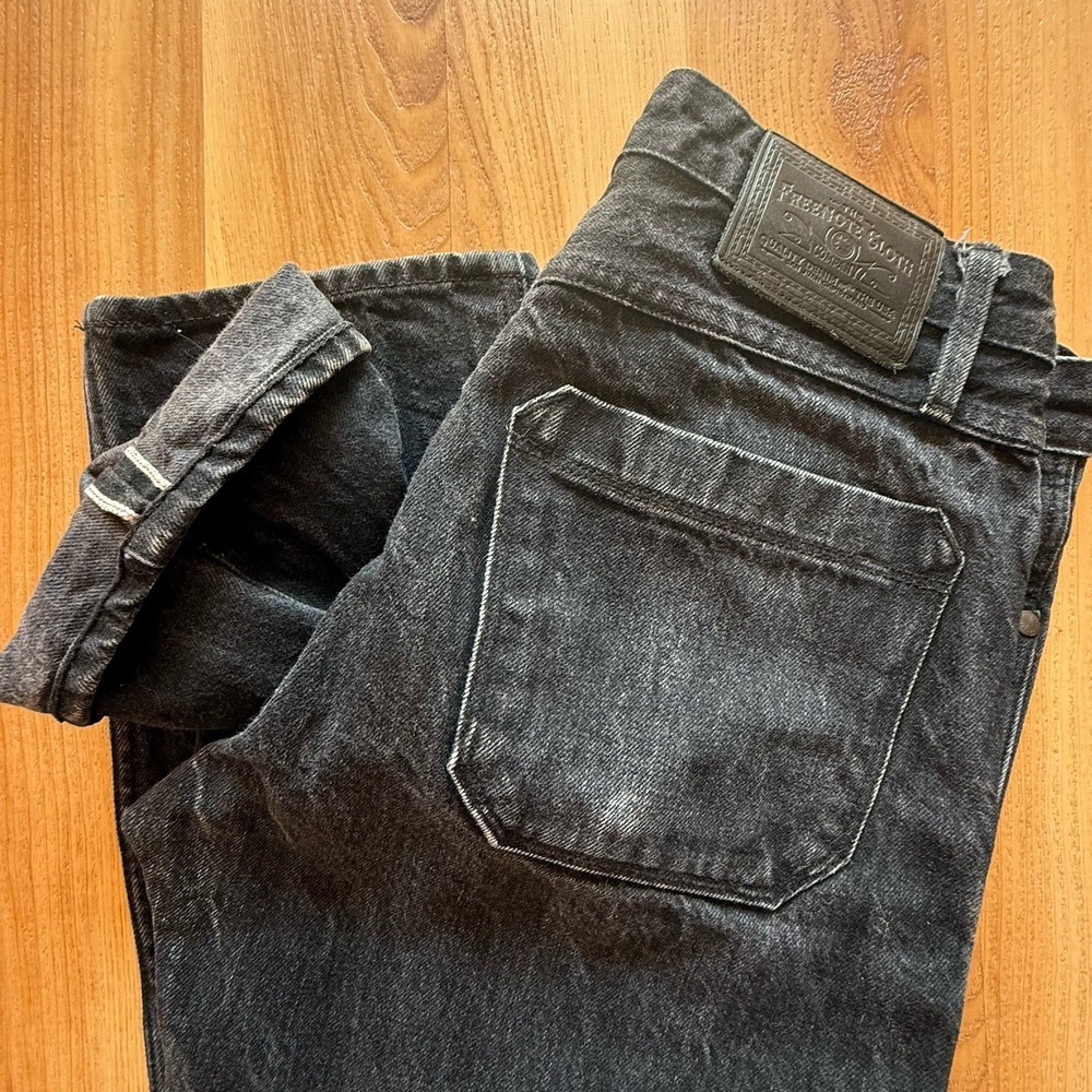 Freenote Cloth The Rios Slim Straight Selvedge Black Jeans Size 30 x 28